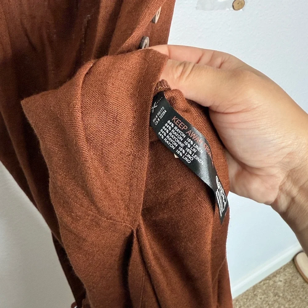 Free People Free-est Trop Belle Midi Dress Honey Bronze Belted Small $98MSRP NWT - Picture 6 of 7